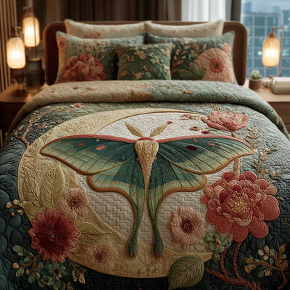 Moonlit Luna Moth 3-Piece Quilted Bedding Set NCU0LDH099