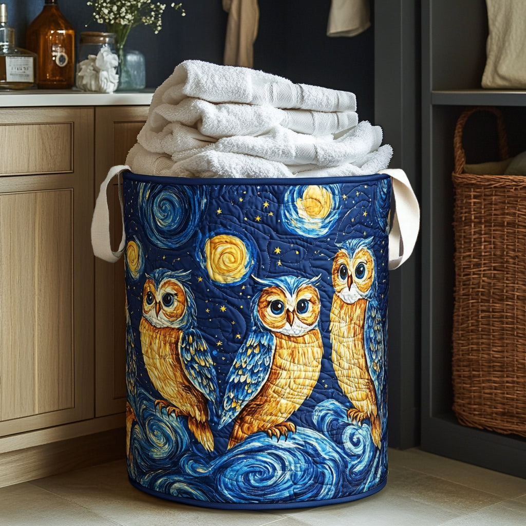 Moonlit Owl Quilted Laundry Basket NCU0NNL120