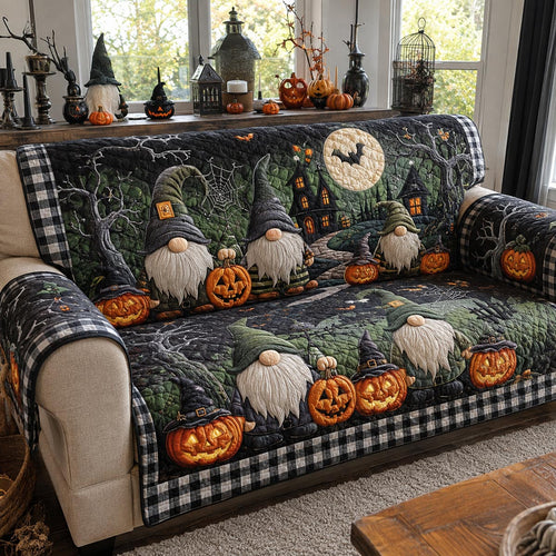 Moonlit Pumpkin Gnomes Quilted Sofa Cover NCU0DV2411