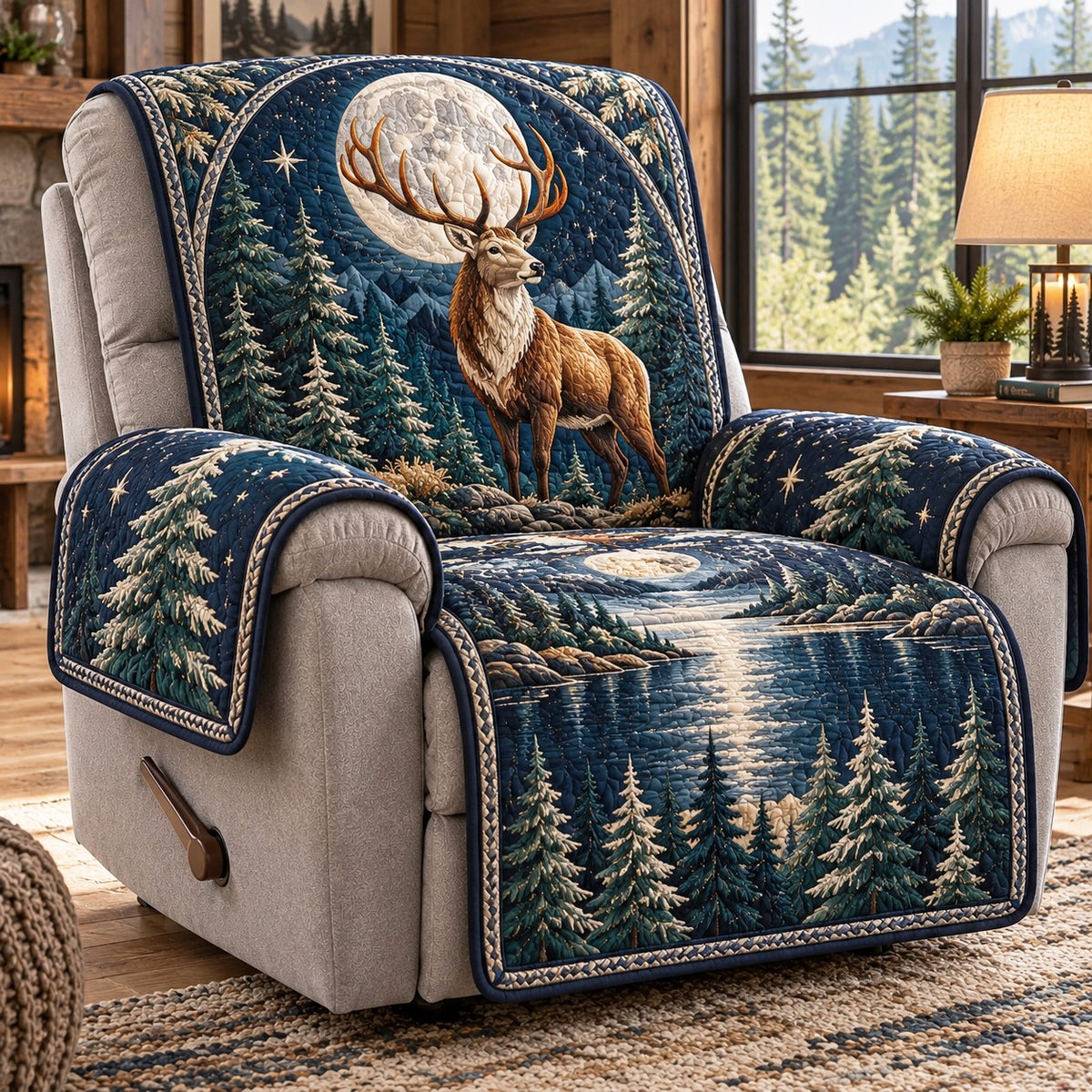 Moonlit Stag Forest Quilted Sofa Cover NCU0NTD2357