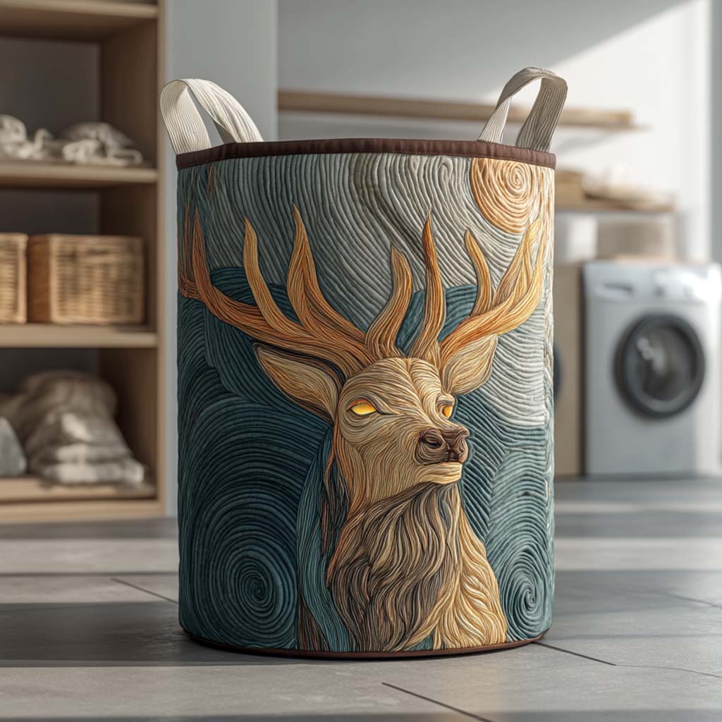 Moonlit Stag Quilted Laundry Basket NCU0NXD394