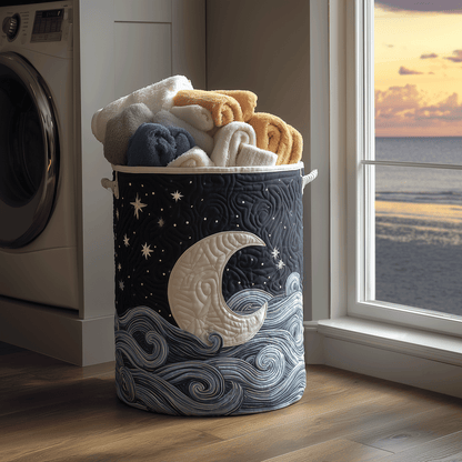 Moonlit Waves Quilted Laundry Basket NCU0TH2927