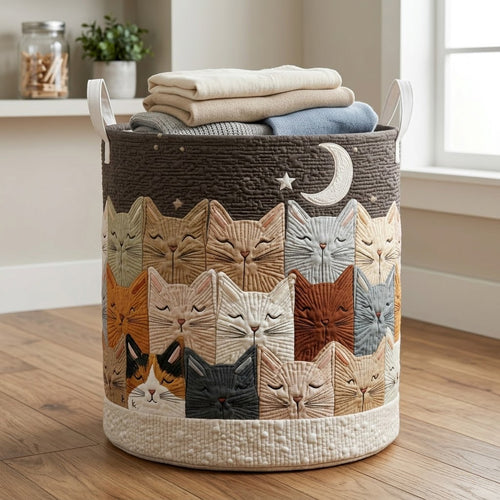 Moonlit Whiskers Quilted Laundry Basket NCU0PVL827