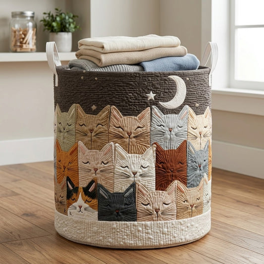 Moonlit Whiskers Quilted Laundry Basket NCU0PVL827