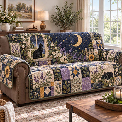 Moonlit Window Cat Quilted Sofa Cover NCU0HNH1340