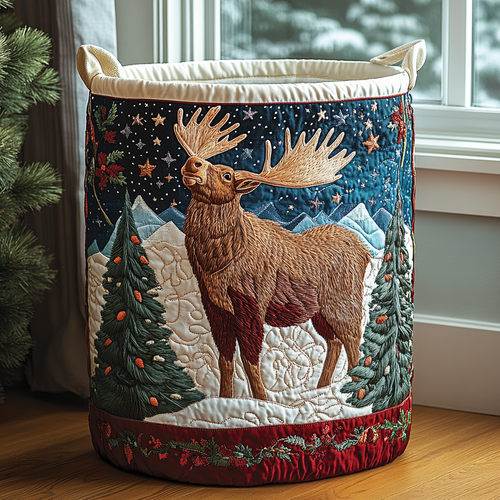Moose Spirit Quilted Laundry Basket NCU0DDK1066