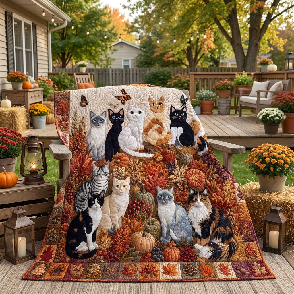 More Cats More Happiness Quilted Blanket NCU0PTT3192