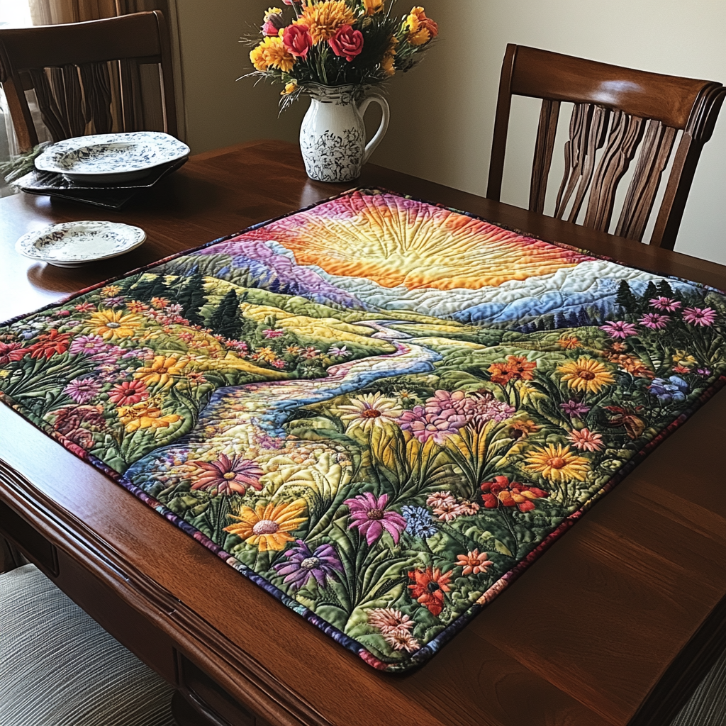 Morning Bloom Quilted Table Topper NCU0DDK715
