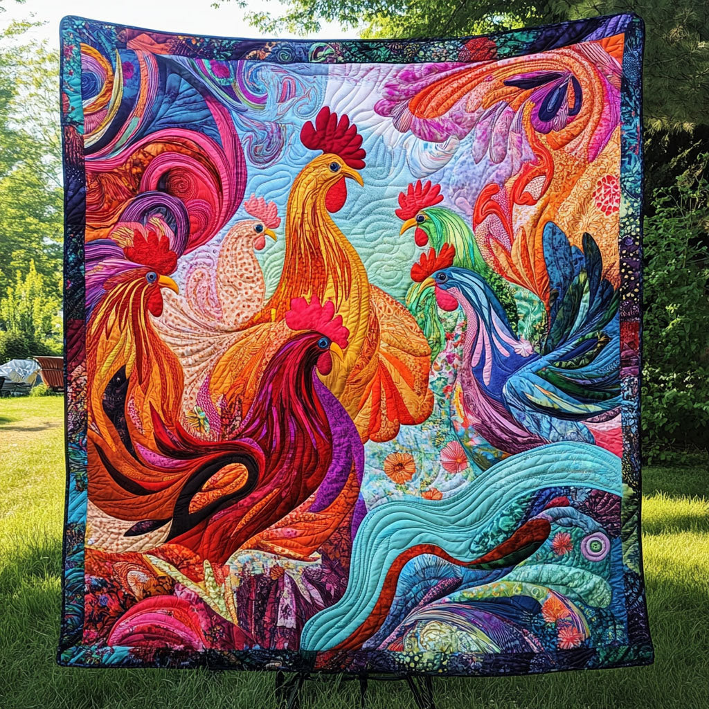 Morning Cluck Symphony Quilted Blanket NCU0PT907