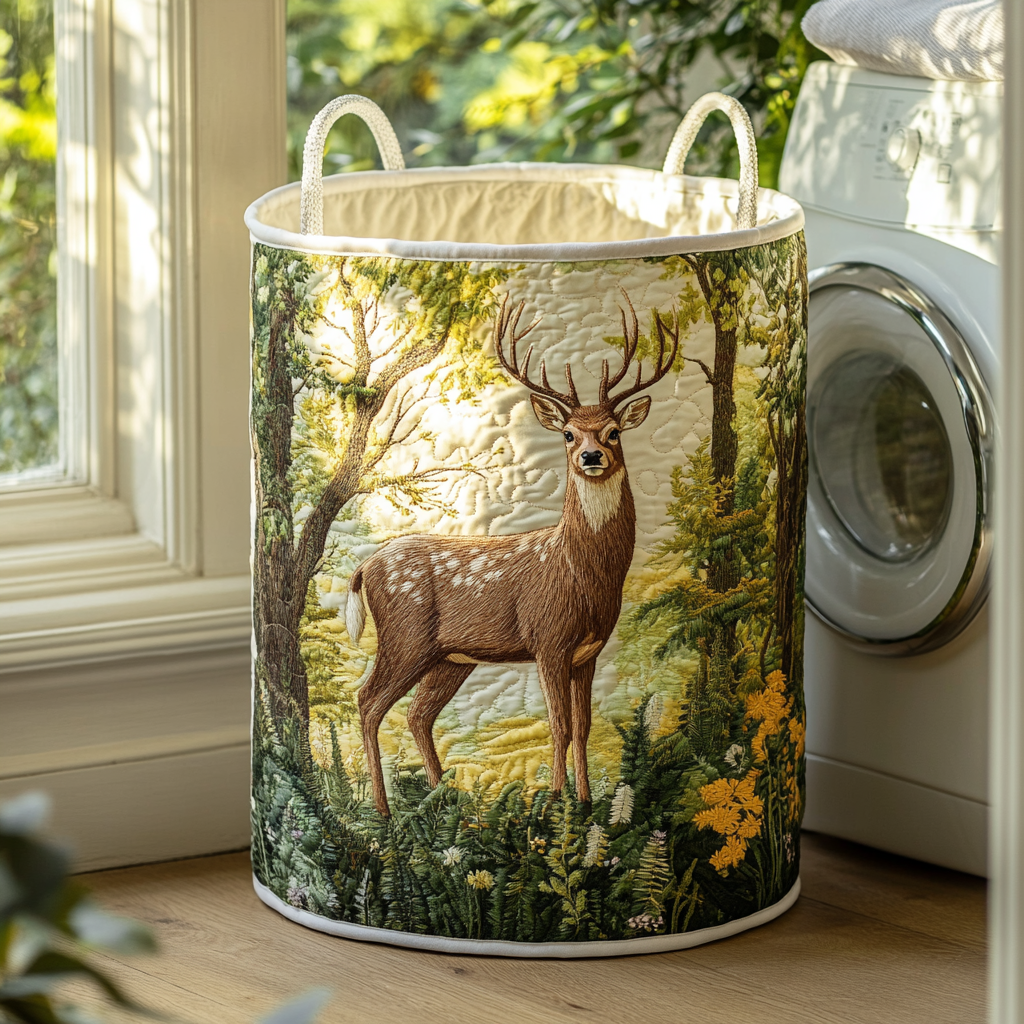 Morning Deer Quilted Laundry Basket NCU0DDK1561