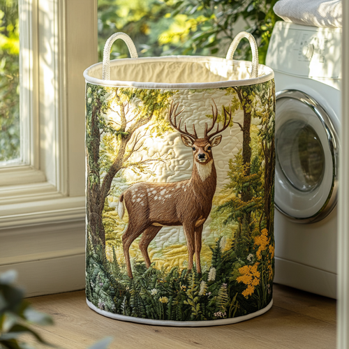 Morning Deer Quilted Laundry Basket NCU0DDK1561