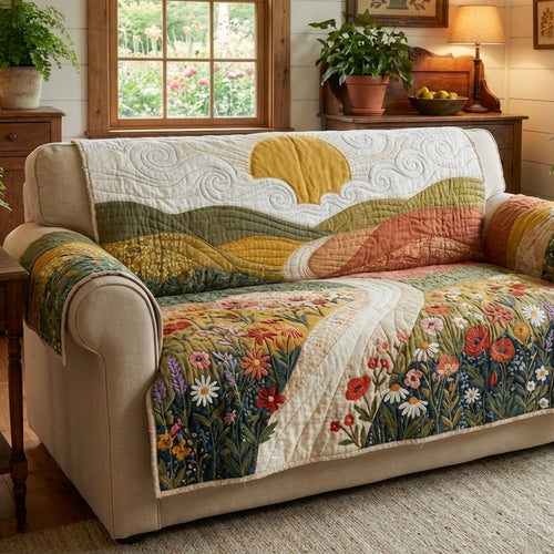Morning Fields Quilted Sofa Cover NCU0DV2068