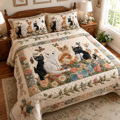 Morning Garden Friends 3-Piece Quilted Bedding Set NCU0PTT3319