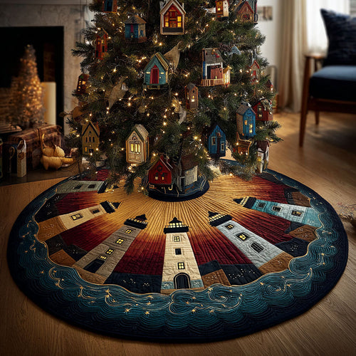 Morning Lighthouse Christmas Quilted Tree Skirt NCU0DDK2063