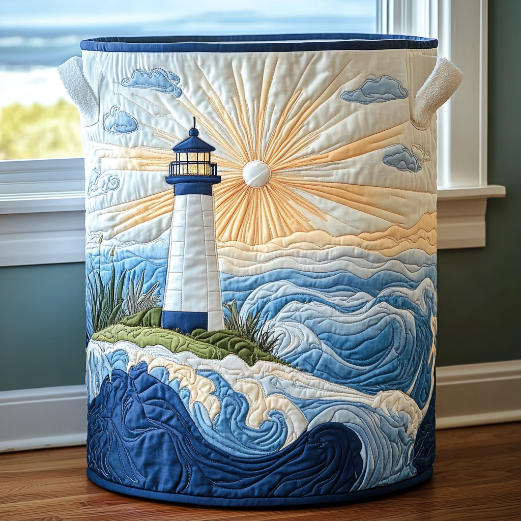 Morning Lighthouse Quilted Laundry Basket NCU0DDK1555