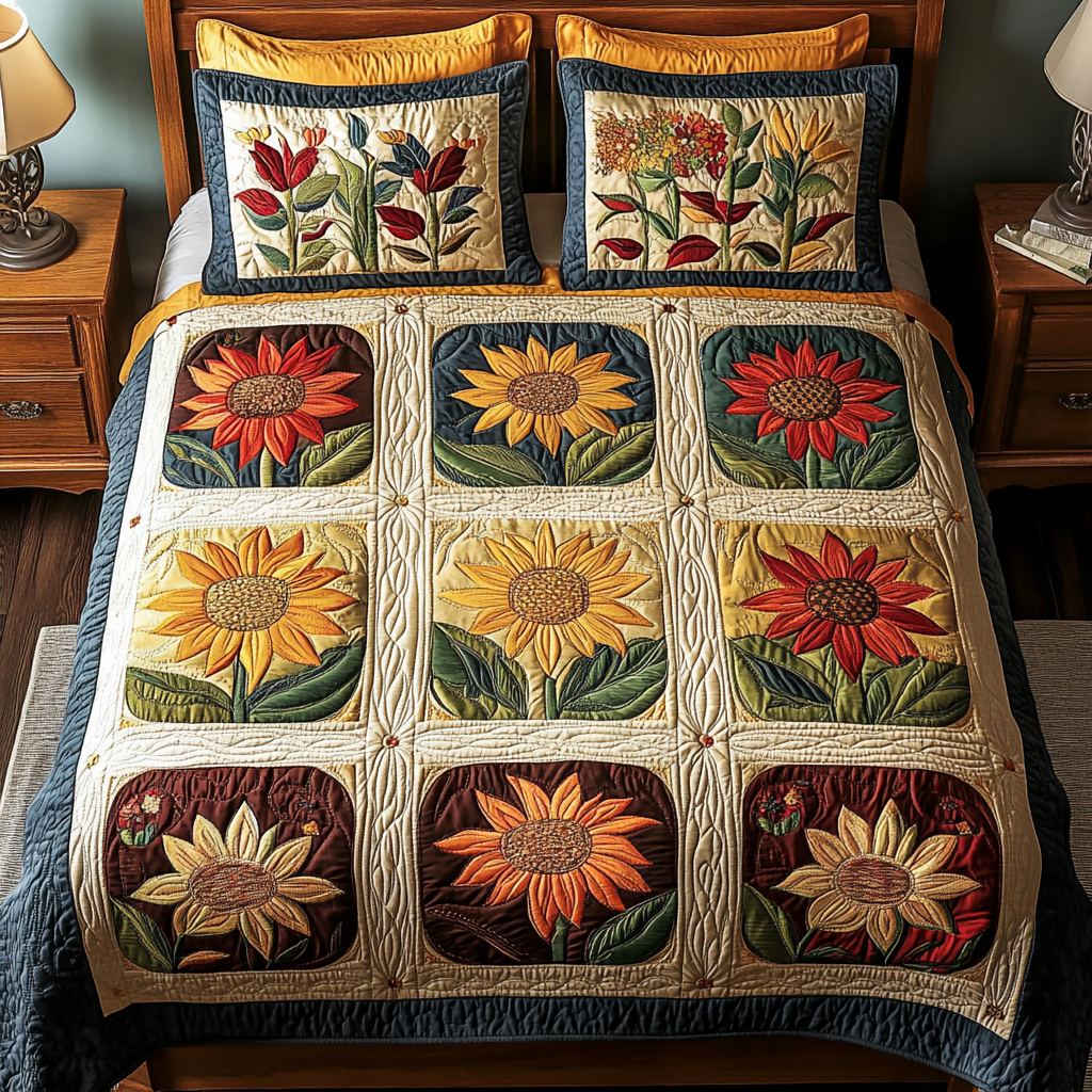 Morning Petals 3-Piece Quilted Bedding Set NCU0DDK496