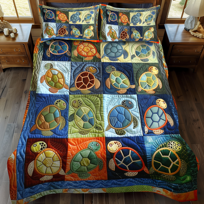 Mosaic Turtle 3-Piece Quilted Bedding Set NCU0DV029