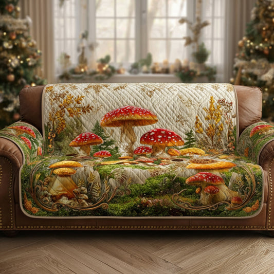 Moss Mushroom Quilted Sofa Cover NCU0HNH617