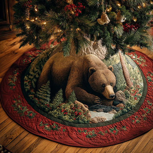 Moss Valley Bear Christmas Quilted Tree Skirt NCU0NTD950