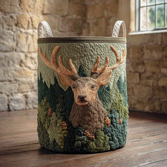 Moss and Majesty Quilted Laundry Basket NCU0NXD054