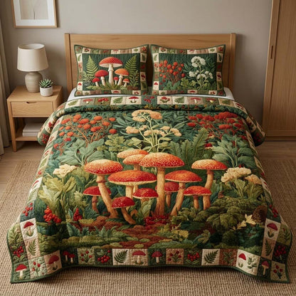 Mossy Amanita 3-Piece Quilted Bedding Set NCU0DQQ0684