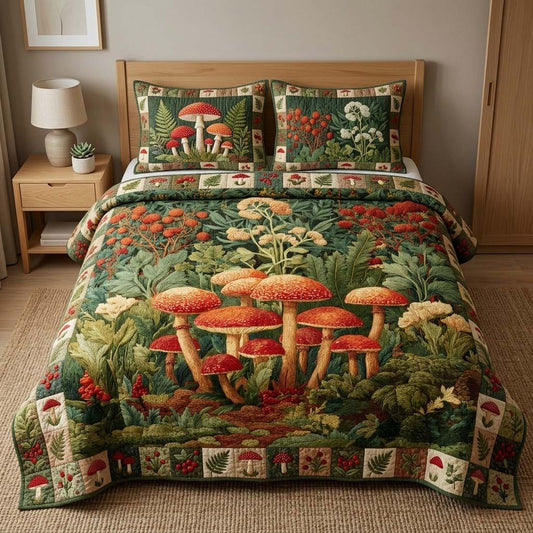 Mossy Amanita 3-Piece Quilted Bedding Set NCU0DQQ0684