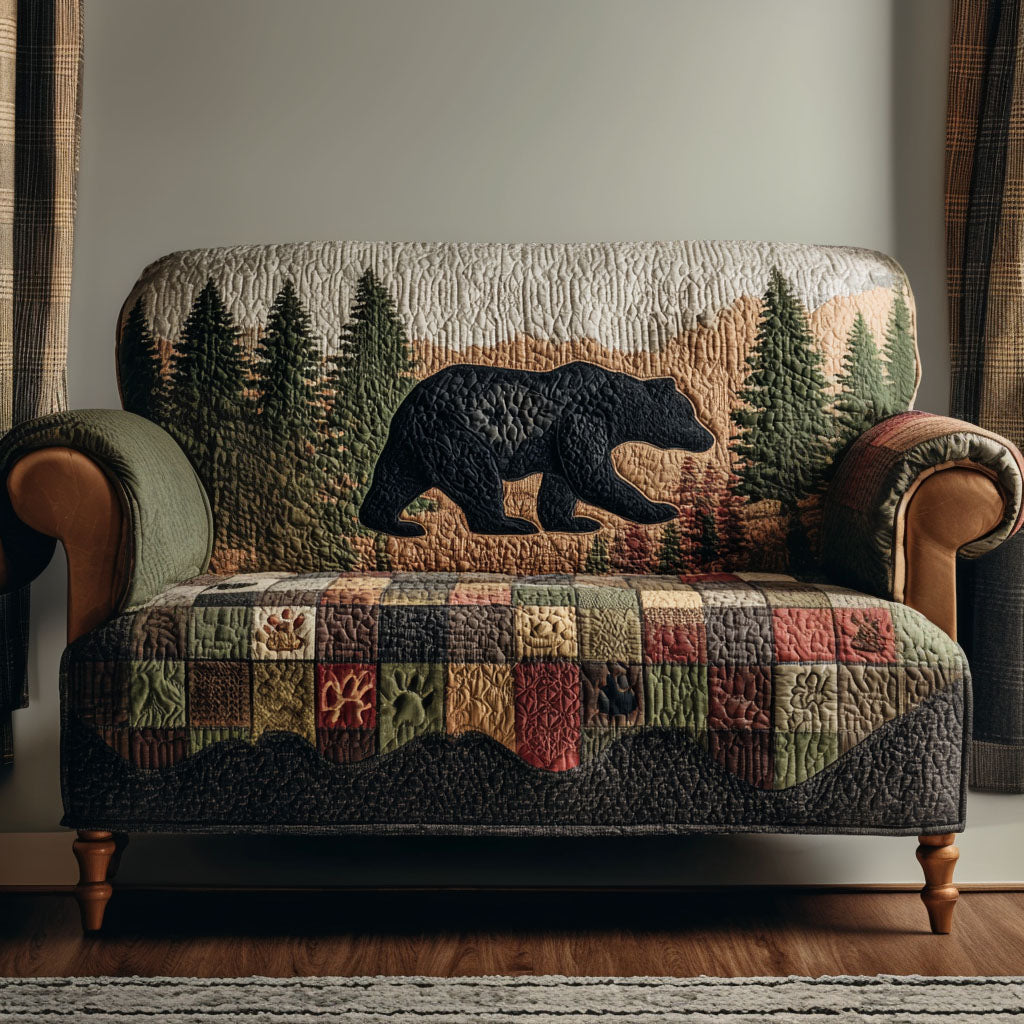 Mossy Pine Bear Quilted Sofa Cover NCU0PTT2639
