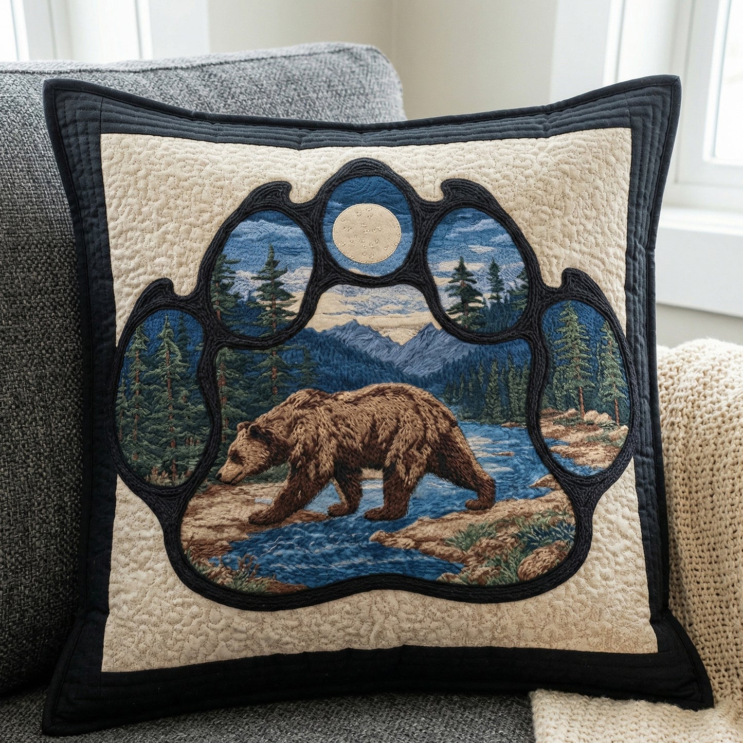 Mountain Paw Scene Quilted Pillow Case NCU0NNT3081