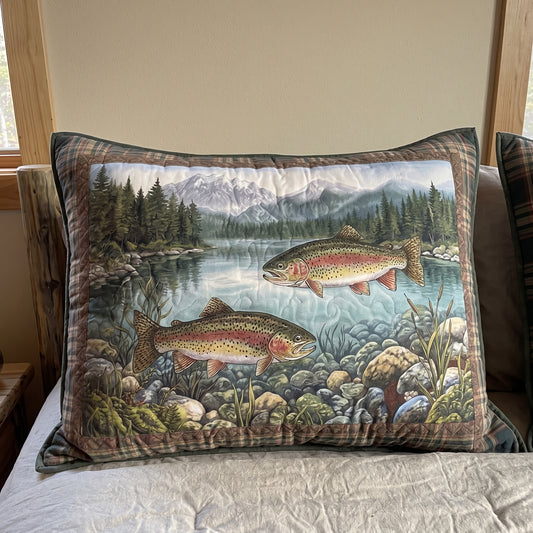 Mountain Trout Quilted Bedding Pillow Case NCU0DV2153