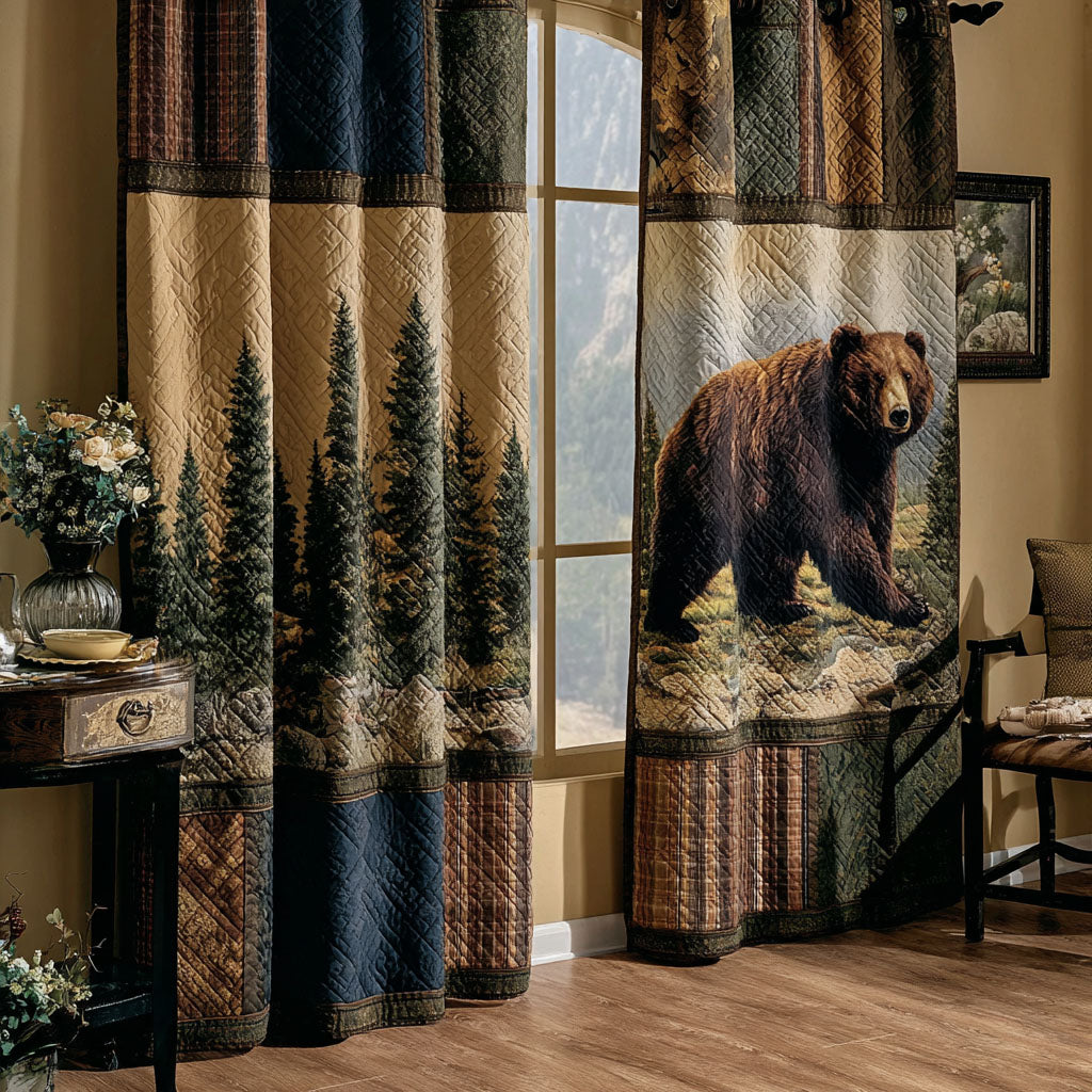 Mountain Bear Lodge Quilted Curtains NCU0NNT2880