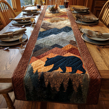 Mountain Bear Silhouette Quilted Table Runner NCU0HNH420