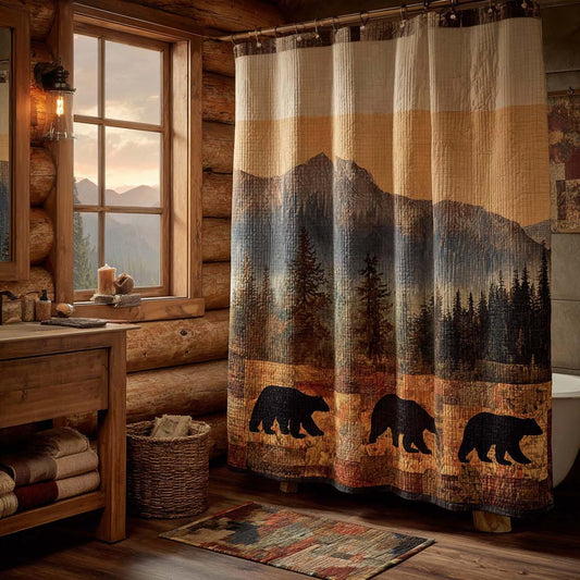 Mountain Bear Silhouettes Shower Curtain NCU0DQQ0418