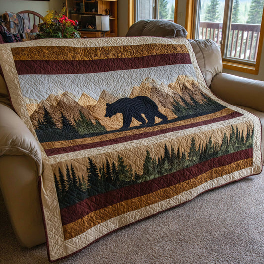 Mountain Cabin Bear Quilted Blanket NCU0LDH748