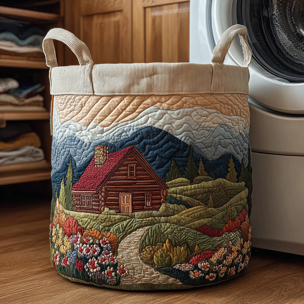 Mountain Cabin Quilted Laundry Basket NCU0HNH785