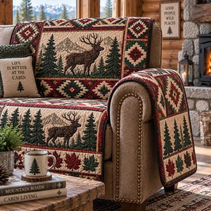 Mountain Crest Stag Quilted Sofa Cover NCU0PVL1096
