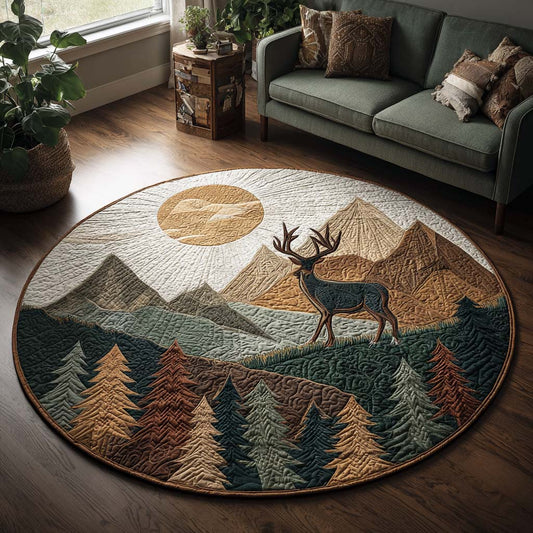Mountain Deer Quilted Round Mat NCU0NNT1796