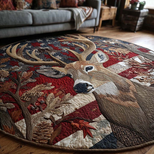 Mountain Deer Quilted Round Mat NCU0NNT1900