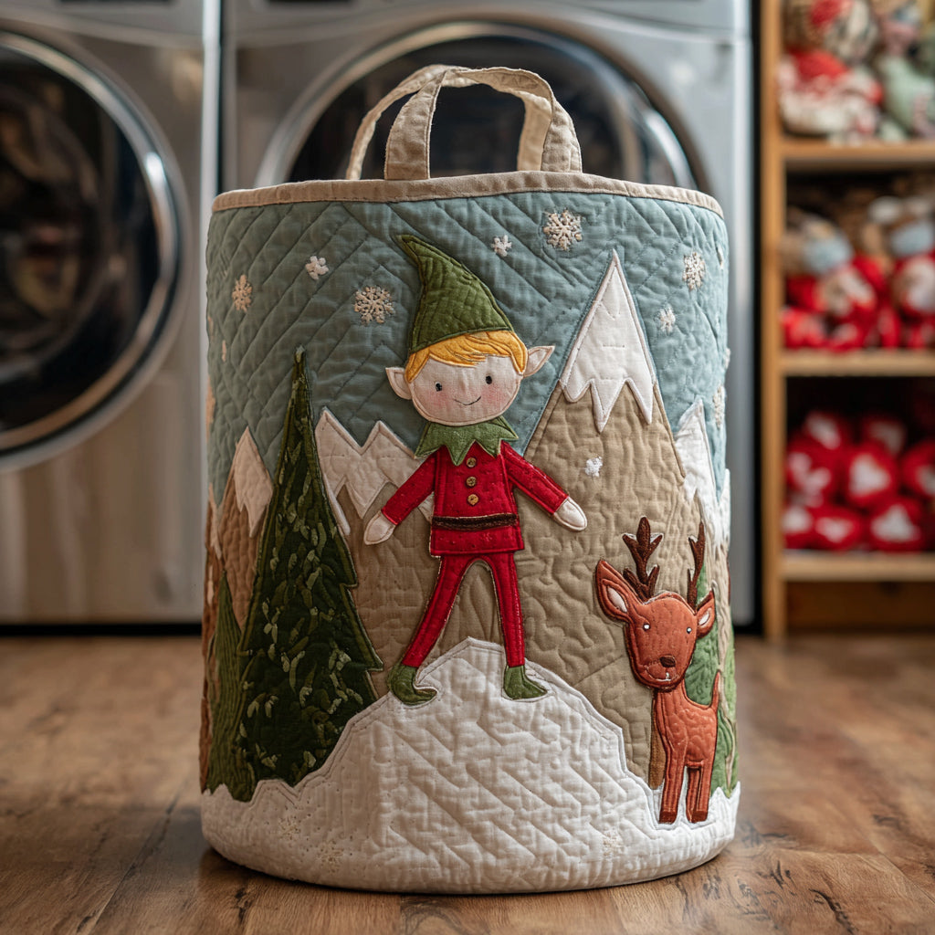 Mountain Elf Adventure Quilted Laundry Basket NCU0HNH492