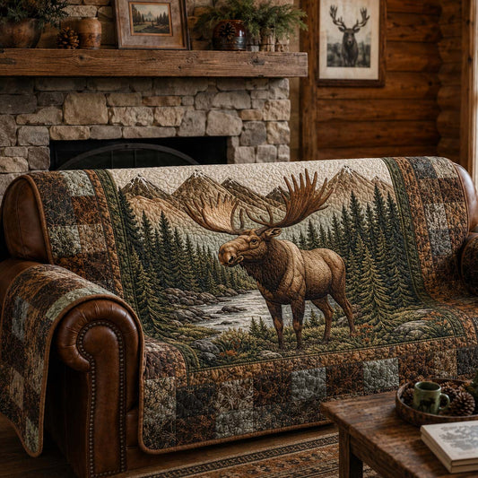Mountain Moose Quilted Sofa Cover NCU0DQQ0877