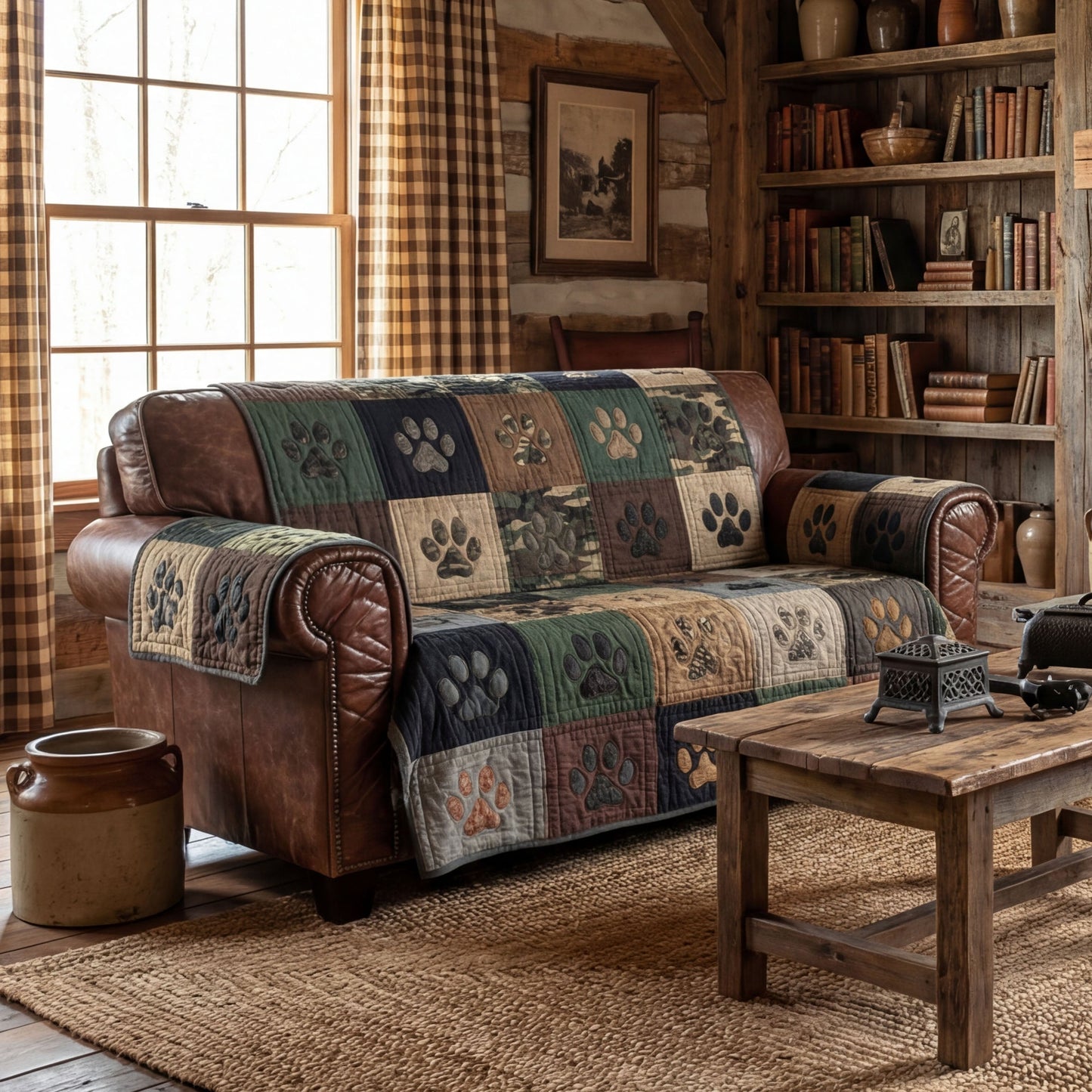 Mountain Lodge Paw Quilted Sofa Cover NCU0PTT2949