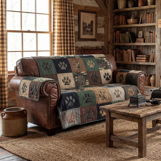 Mountain Lodge Paw Quilted Sofa Cover NCU0PTT2949