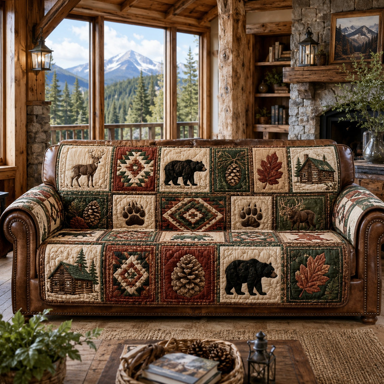 Mountain Paw Refuge Quilted Sofa Cover NCU0PVL1073
