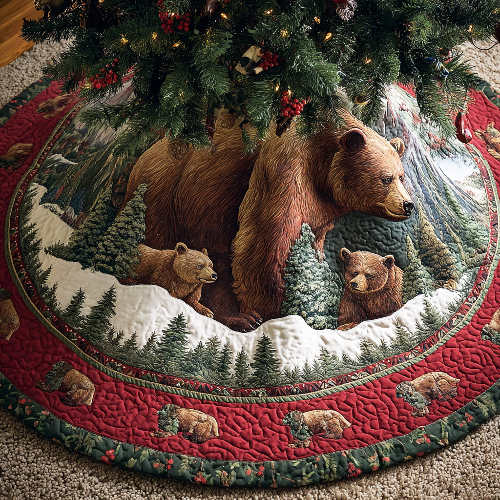 Mountain Ridge Bear Christmas Quilted Tree Skirt NCU0NTD946