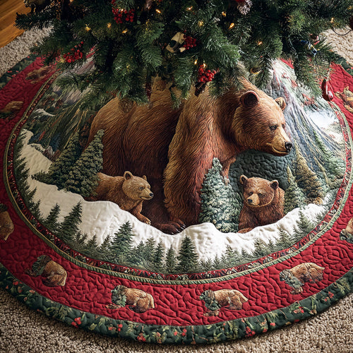 Mountain Ridge Bear Christmas Quilted Tree Skirt NCU0NTD946