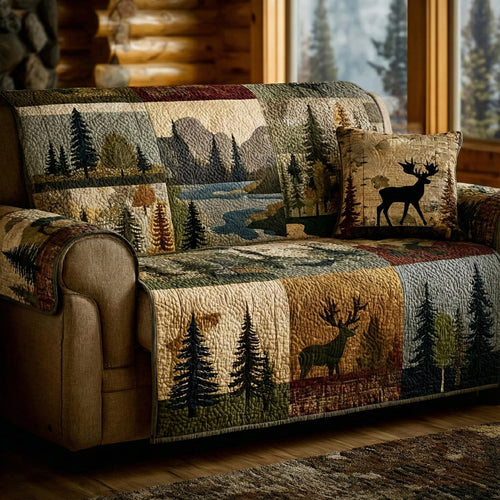 Mountain River Elk Quilted Sofa Cover NCU0LDH281