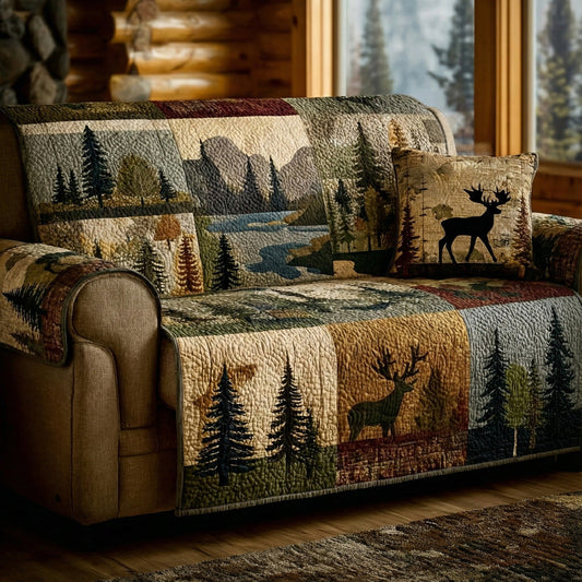 Mountain River Elk Quilted Sofa Cover NCU0LDH281