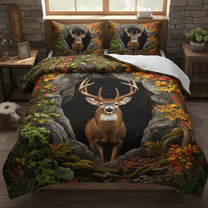 Mountain Stag 3-Piece Quilted Bedding Set NCU0NNT2641