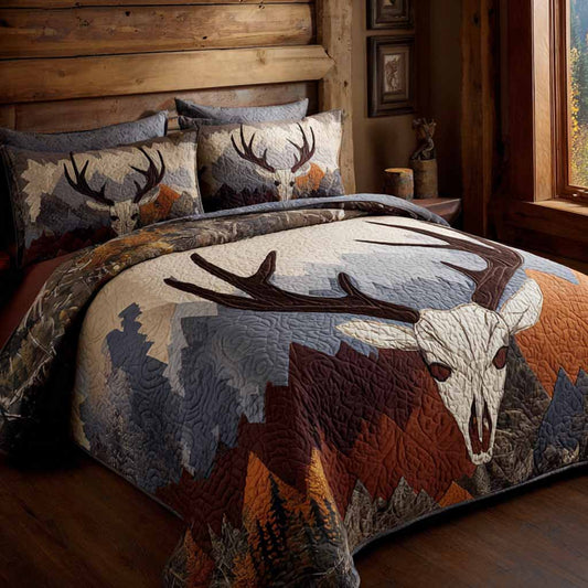 Mountain Stag 3-Piece Quilted Bedding Set NCU0NXD1734