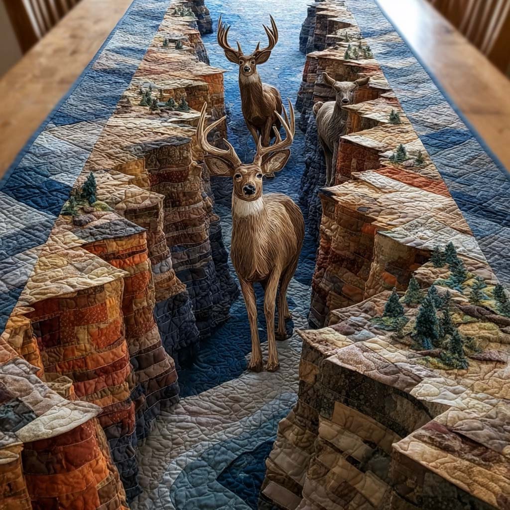 Mountain Stag Retreat Quilted Table Runner NCU0NNL081