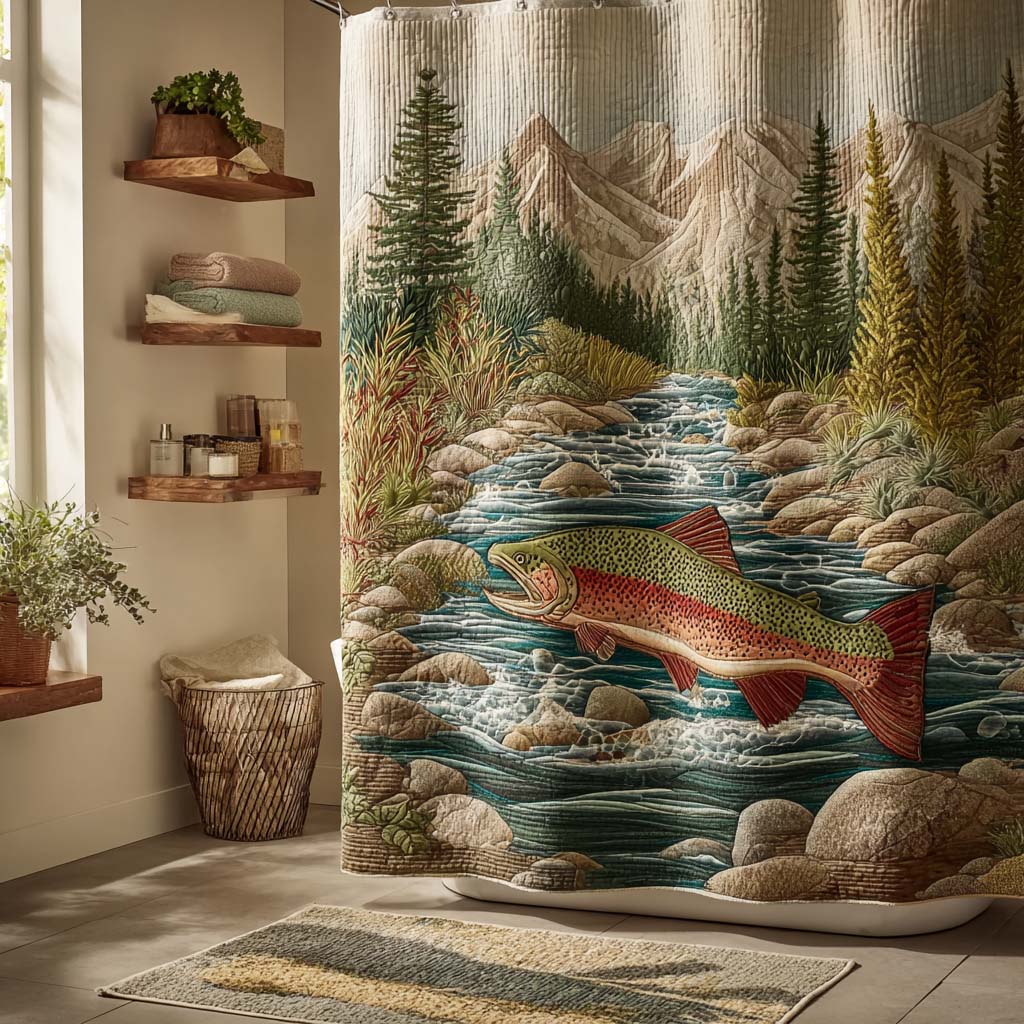 Mountain Stream Trout Shower Curtain NCU0DQQ0401